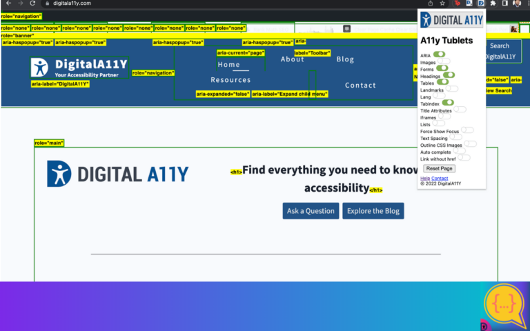 DigitalA11Y Tublets Web Accessibility Testing Companion