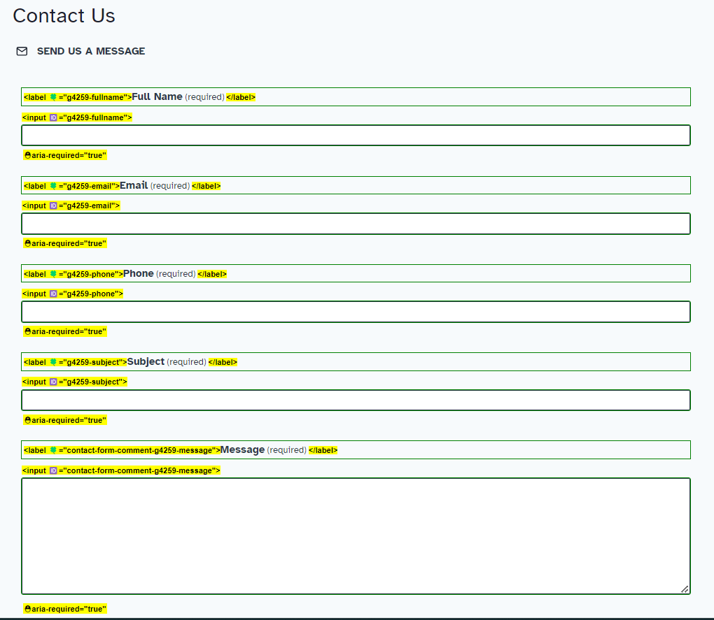 Form Bookmarklet to identify all Form Labels, Field set and Legend Attribute on a web page